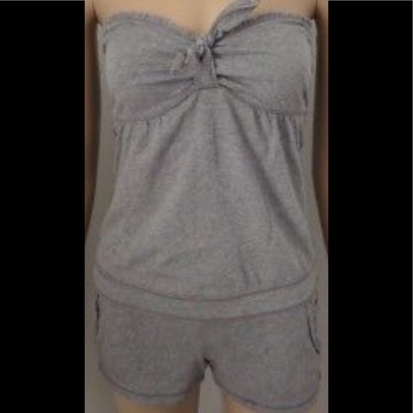 Hollister Strapless Sleeveless Cotton Romper Shorts Pink - Picture 3 of 7